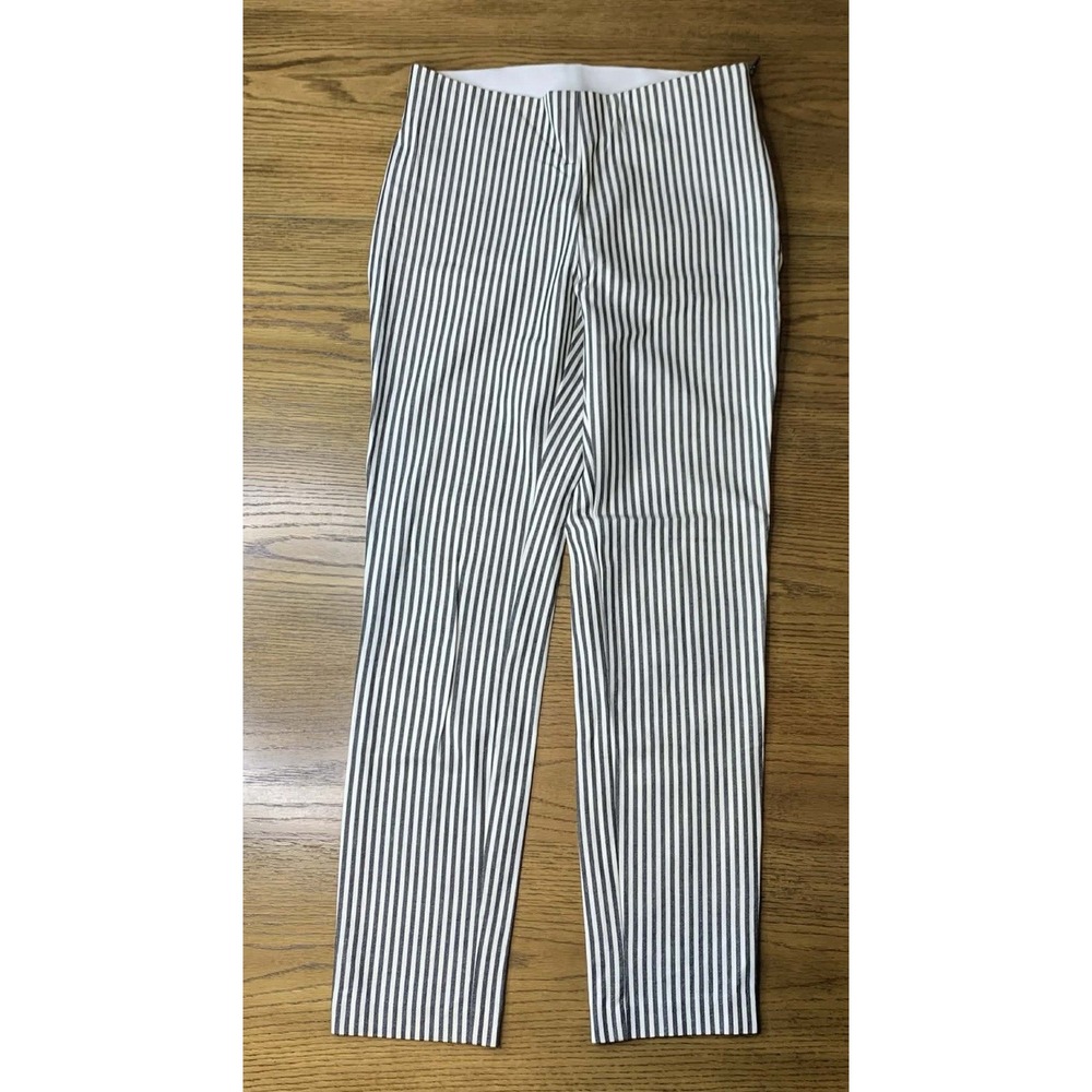 A New Day Black White Striped High Rise Side Zip Ankle Pants Womens 2